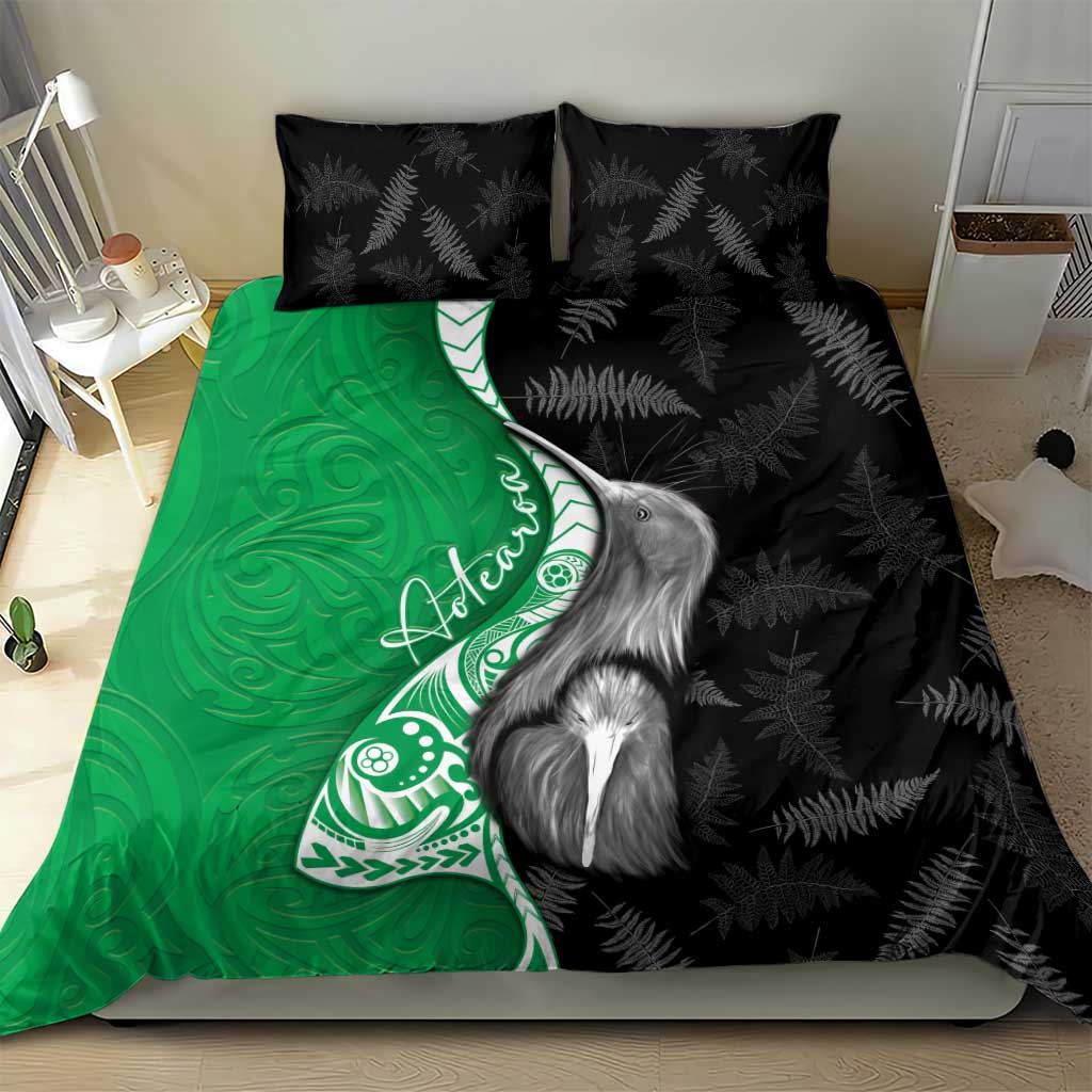 New Zealand Aotearoa Bedding Set Kiwi Fern Maori Pattern Green Version