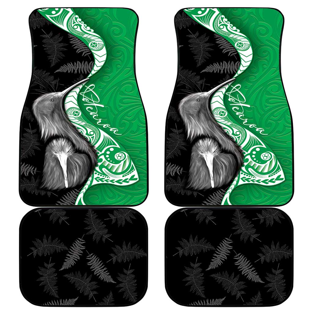 New Zealand Aotearoa Car Mats Kiwi Fern Maori Pattern Green Version