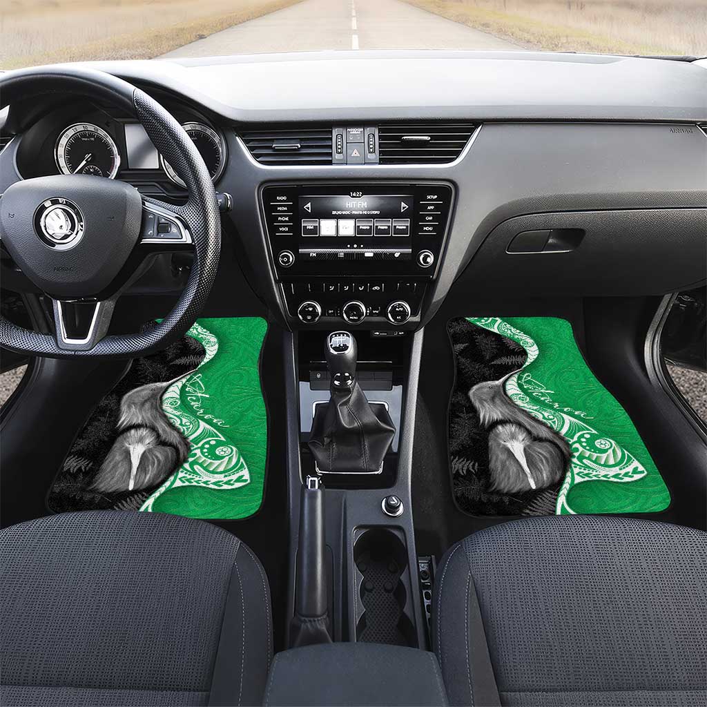 New Zealand Aotearoa Car Mats Kiwi Fern Maori Pattern Green Version