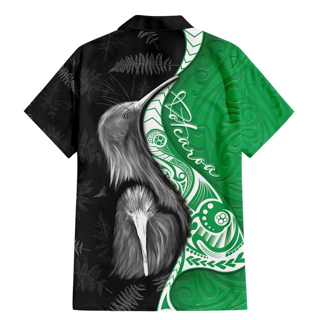 New Zealand Aotearoa Family Matching Mermaid Dress and Hawaiian Shirt Kiwi Fern Maori Pattern Green Version