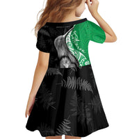 New Zealand Aotearoa Family Matching Puletasi and Hawaiian Shirt Kiwi Fern Maori Pattern Green Version