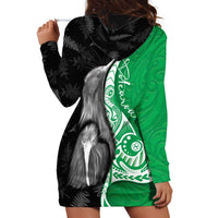 New Zealand Aotearoa Hoodie Dress Kiwi Fern Maori Pattern Green Version