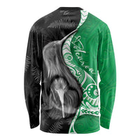 New Zealand Aotearoa Long Sleeve Shirt Kiwi Fern Maori Pattern Green Version