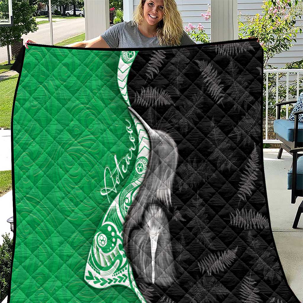 New Zealand Aotearoa Quilt Kiwi Fern Maori Pattern Green Version