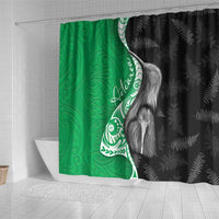 New Zealand Aotearoa Shower Curtain Kiwi Fern Maori Pattern Green Version