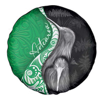 New Zealand Aotearoa Spare Tire Cover Kiwi Fern Maori Pattern Green Version