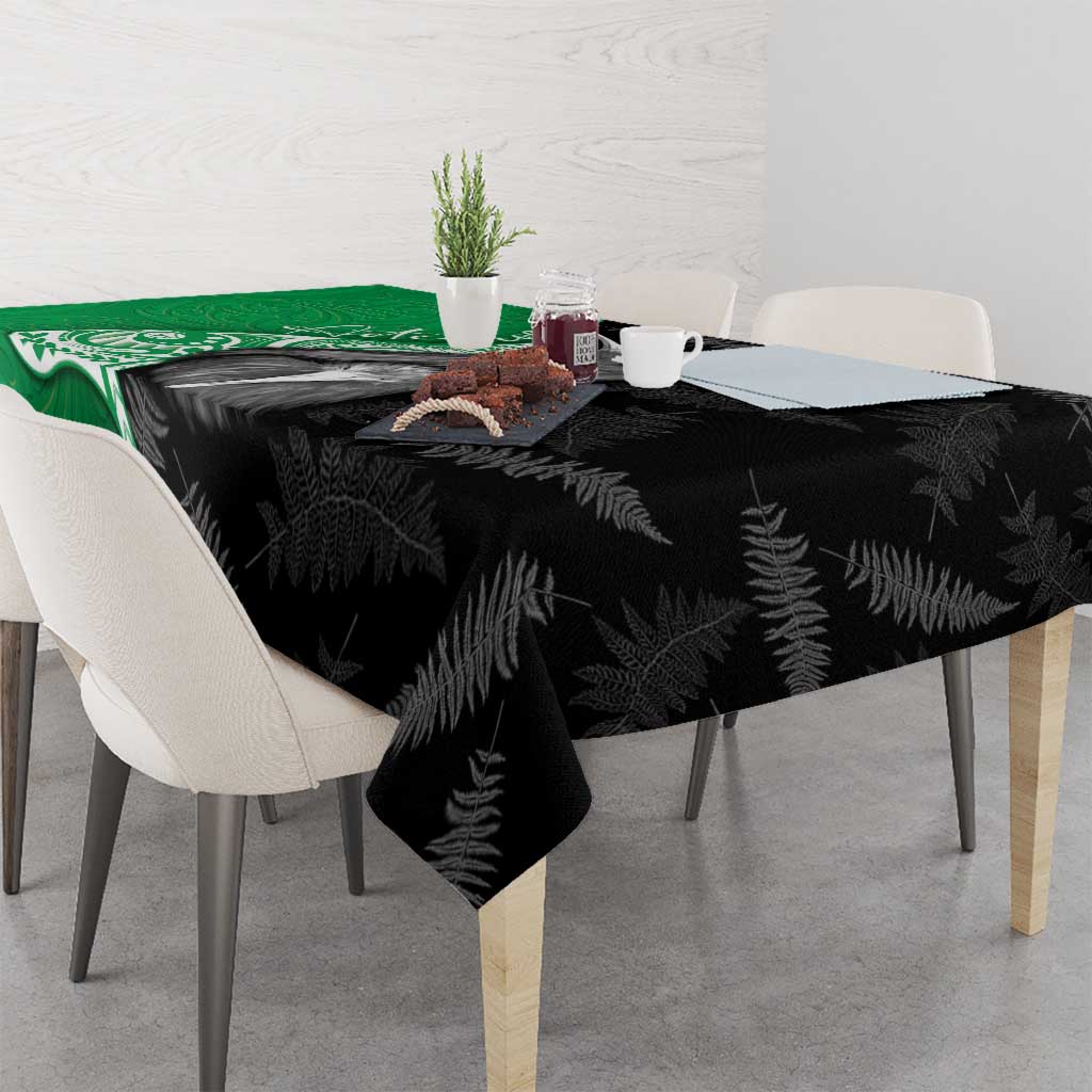 New Zealand Aotearoa Tablecloth Kiwi Fern Maori Pattern Green Version