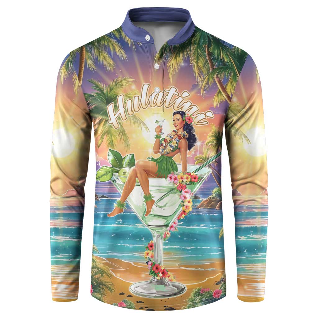Aloha Hawaii Button Sweatshirt Hula Martini Tropical Vibes - Polynesian Pride