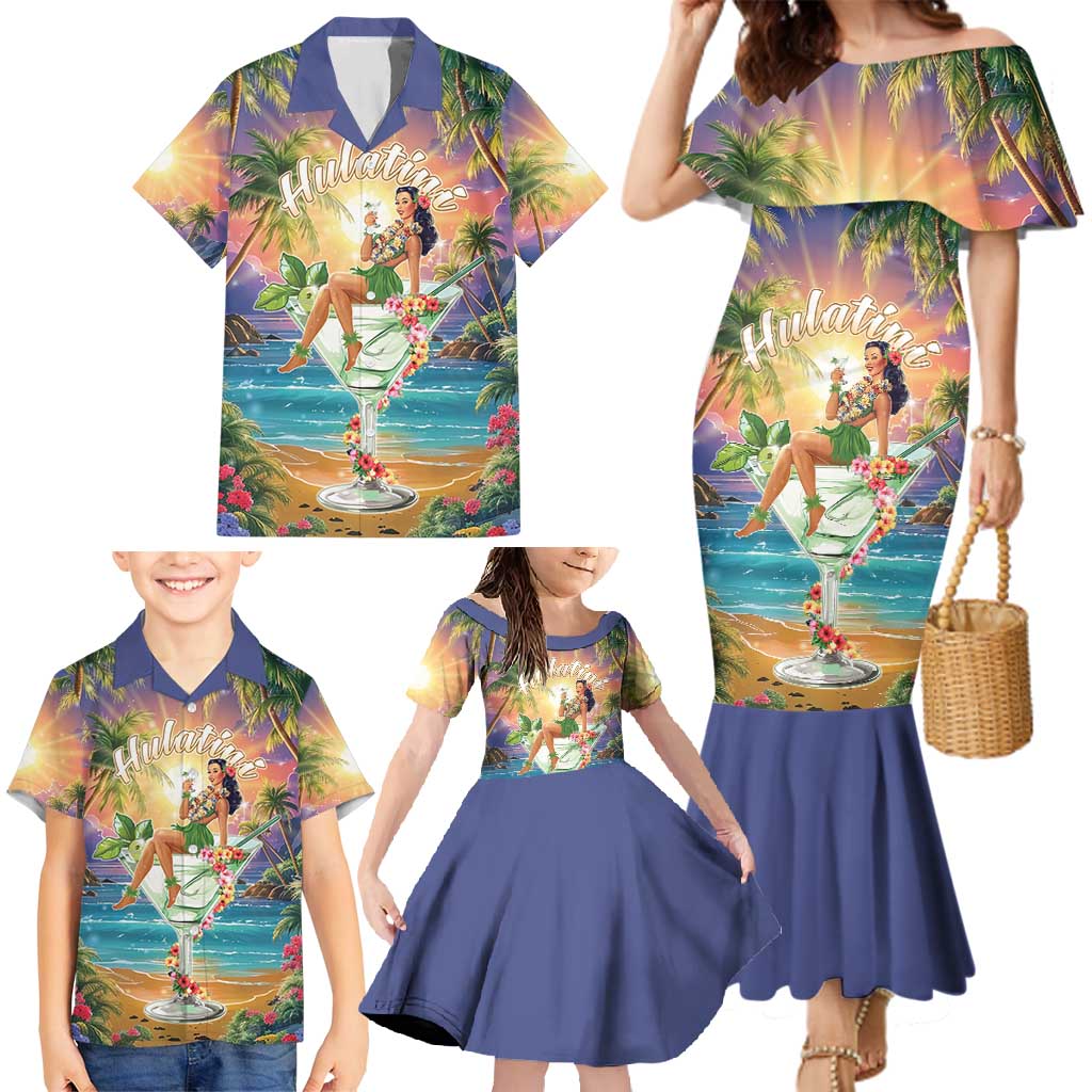 Aloha Hawaii Family Matching Mermaid Dress and Hawaiian Shirt Hula Martini Tropical Vibes - Polynesian Pride