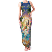 Aloha Hawaii Family Matching Tank Maxi Dress and Hawaiian Shirt Hula Martini Tropical Vibes - Polynesian Pride