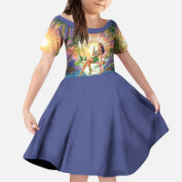 Aloha Hawaii Kid Short Sleeve Dress Hula Martini Tropical Vibes - Polynesian Pride