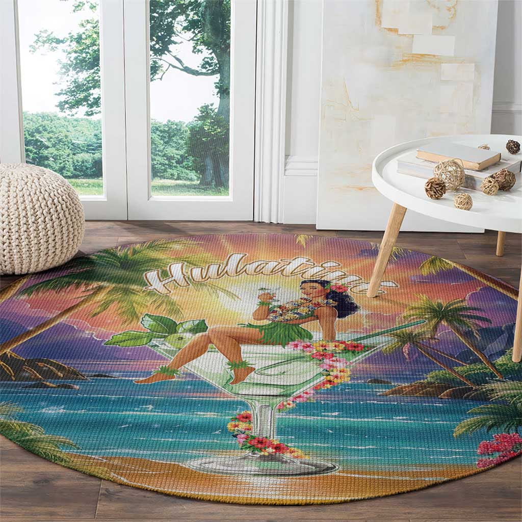 Aloha Hawaii Round Carpet Hula Martini Tropical Vibes - Polynesian Pride