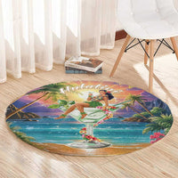 Aloha Hawaii Round Carpet Hula Martini Tropical Vibes - Polynesian Pride