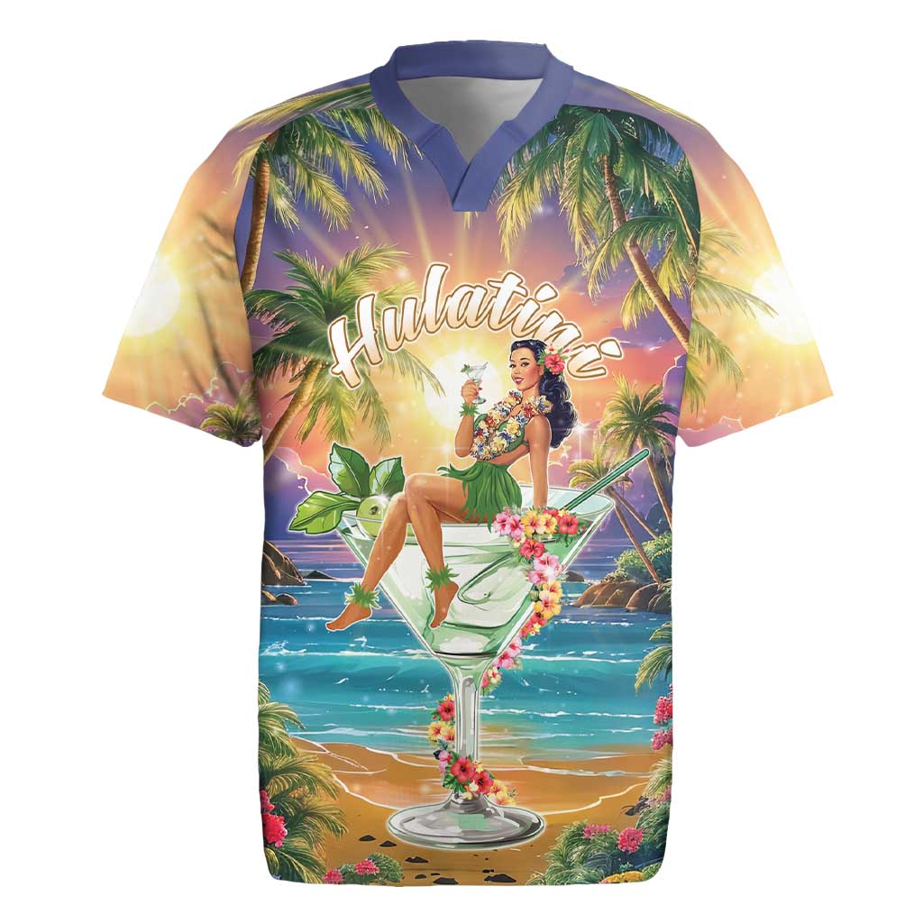 Aloha Hawaii Rugby Jersey Hula Martini Tropical Vibes - Polynesian Pride