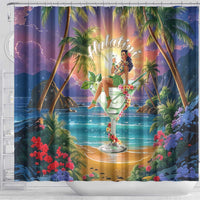 Aloha Hawaii Shower Curtain Hula Martini Tropical Vibes - Polynesian Pride