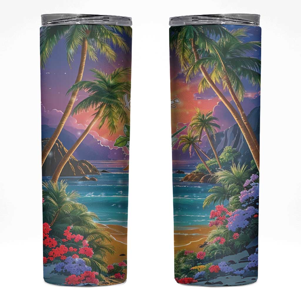Aloha Hawaii Skinny Tumbler Hula Martini Tropical Vibes - Polynesian Pride
