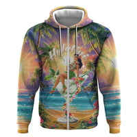 Aloha Hawaii Zip Hoodie Hula Martini Tropical Vibes - Polynesian Pride