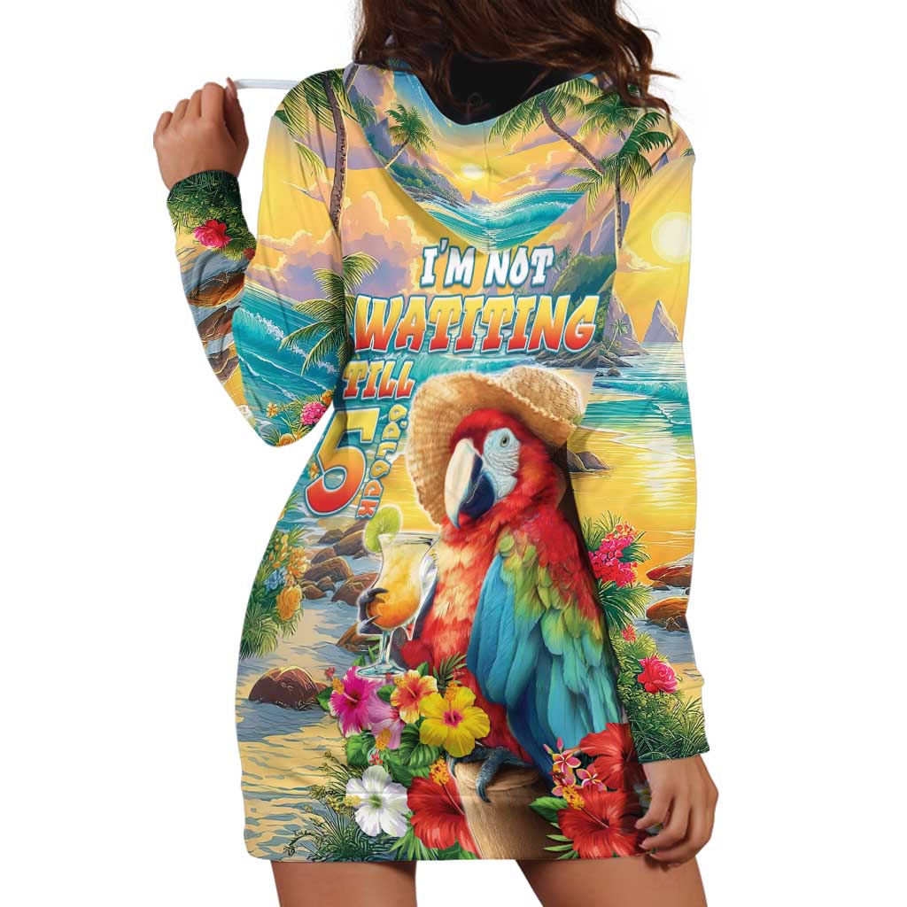 Hawaii Parrot Hoodie Dress Im Not Waiting Till 5 Oclock - Polynesian Pride