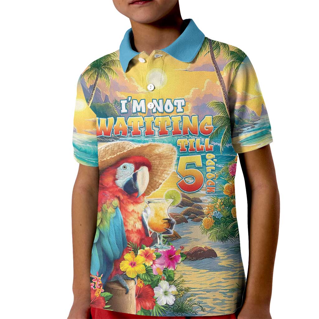Hawaii Parrot Kid Polo Shirt Im Not Waiting Till 5 Oclock - Polynesian Pride