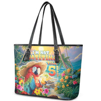 Hawaii Parrot Leather Tote Bag Im Not Waiting Till 5 Oclock - Polynesian Pride