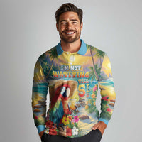 Hawaii Parrot Long Sleeve Polo Shirt Im Not Waiting Till 5 Oclock - Polynesian Pride