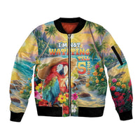 Hawaii Parrot Sleeve Zip Bomber Jacket Im Not Waiting Till 5 Oclock - Polynesian Pride