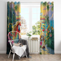 Hawaii Parrot Window Curtain Im Not Waiting Till 5 Oclock - Polynesian Pride