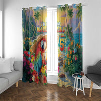 Hawaii Parrot Window Curtain Im Not Waiting Till 5 Oclock - Polynesian Pride