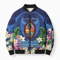 Guam Liberation Day Bomber Puffer Jacket Pas Para I Chamoru LT05 Unisex Navy - Polynesian Pride
