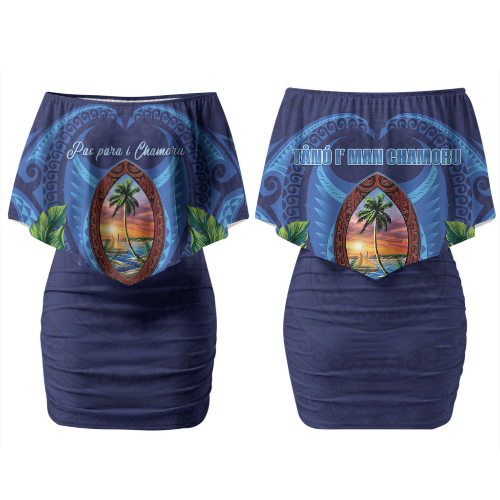 Guam Liberation Day Couples Matching Off Shoulder Short Dress and Hawaiian Shirt Pas Para I Chamoru LT05 - Polynesian Pride