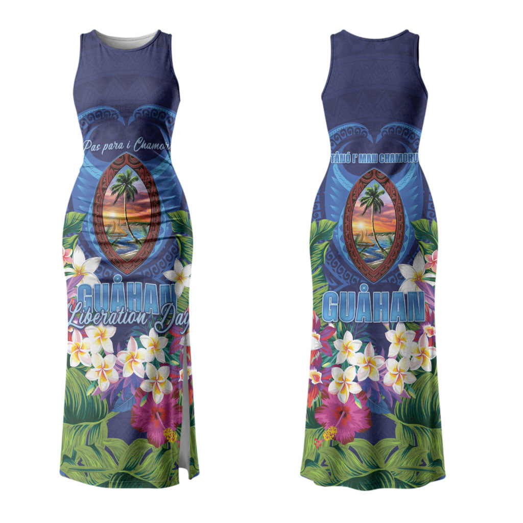 Guam Liberation Day Couples Matching Tank Maxi Dress and Hawaiian Shirt Pas Para I Chamoru LT05 - Polynesian Pride