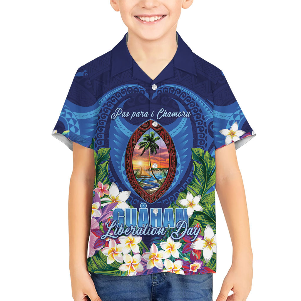 Guam Liberation Day Kid Hawaiian Shirt Pas Para I Chamoru LT05 Kid Navy - Polynesian Pride