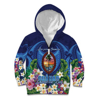 Guam Liberation Day Kid Hoodie Pas Para I Chamoru LT05 Zip Hoodie Navy - Polynesian Pride