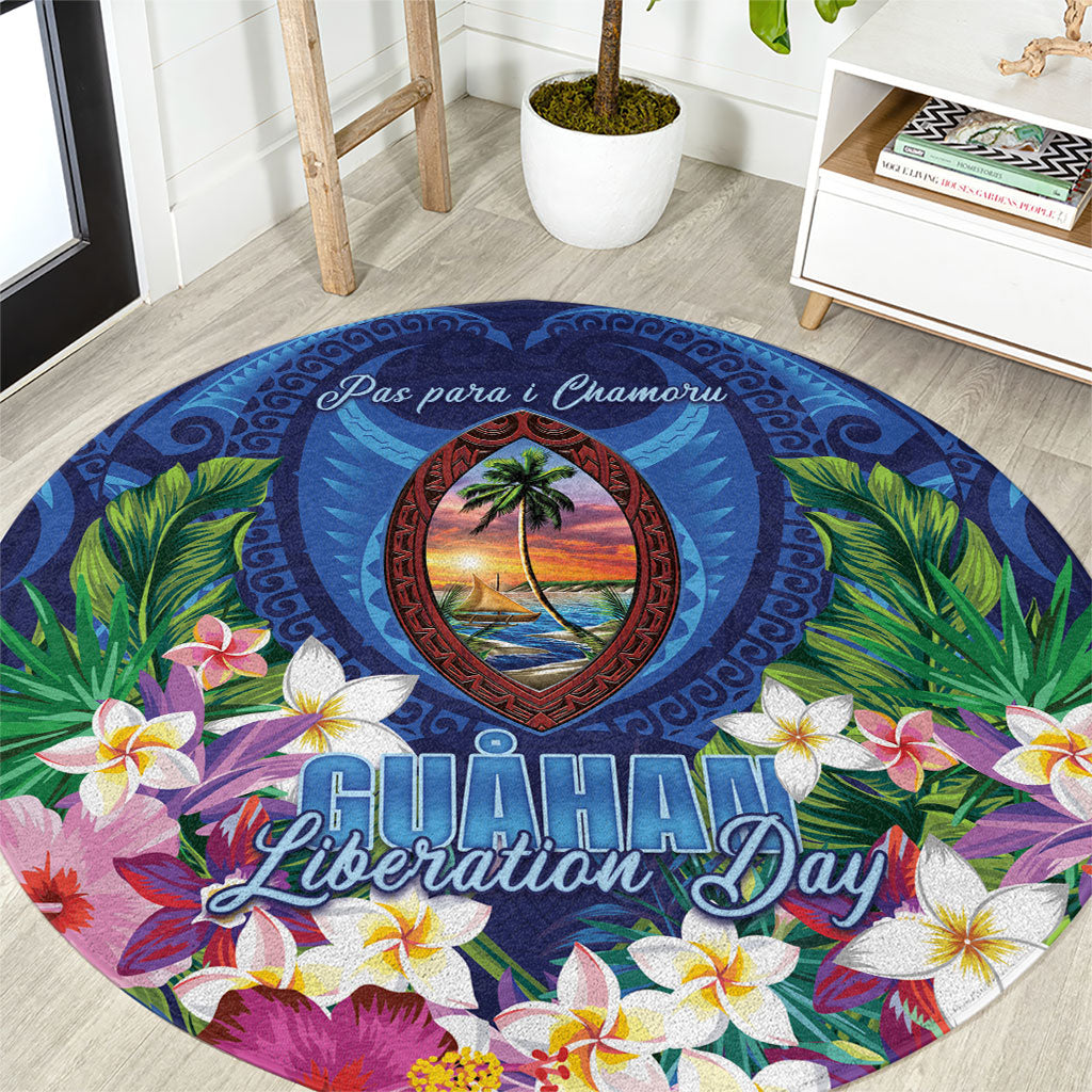 Guam Liberation Day Round Carpet Pas Para I Chamoru LT05 Navy - Polynesian Pride