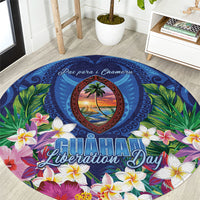 Guam Liberation Day Round Carpet Pas Para I Chamoru LT05 Navy - Polynesian Pride