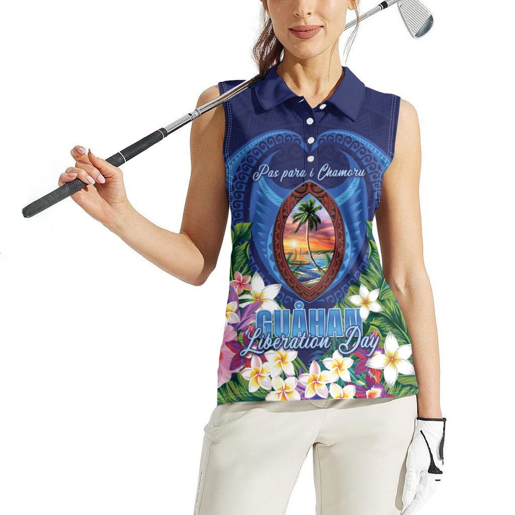 Guam Liberation Day Women Sleeveless Polo Shirt Pas Para I Chamoru LT05 - Polynesian Pride