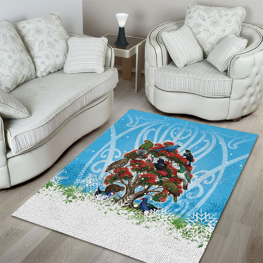 New Zealand Birds Christmas Area Rug Pohutukawa Xmas Tree LT05 - Polynesian Pride