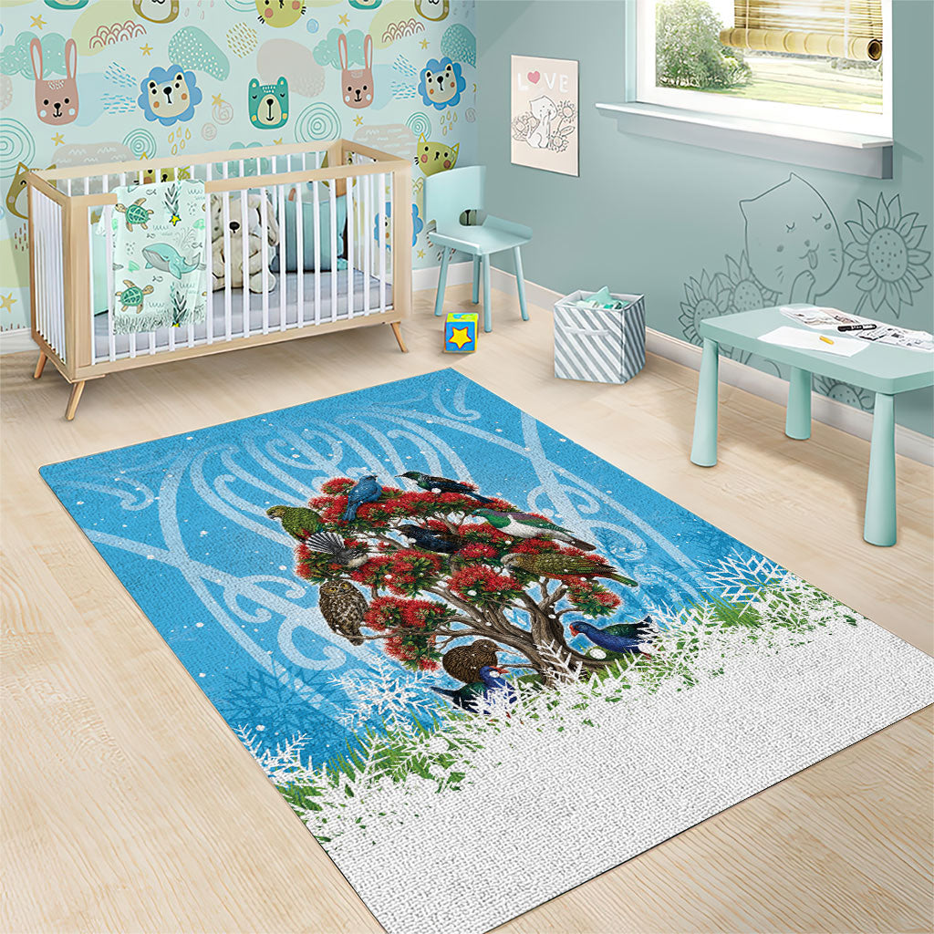 New Zealand Birds Christmas Area Rug Pohutukawa Xmas Tree LT05 - Polynesian Pride