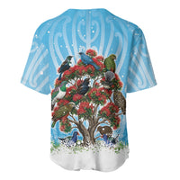 New Zealand Birds Christmas Baseball Jersey Pohutukawa Xmas Tree LT05 - Polynesian Pride
