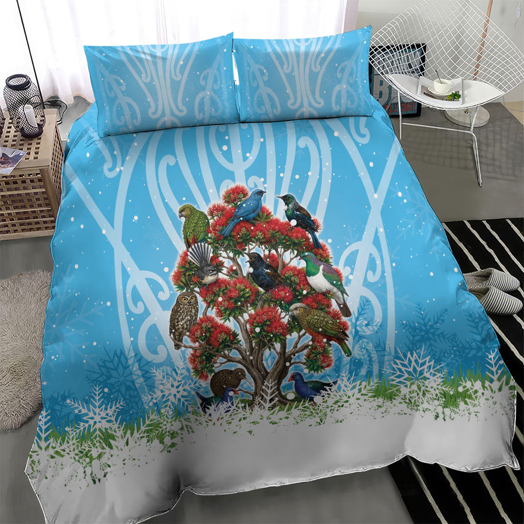 New Zealand Birds Christmas Bedding Set Pohutukawa Xmas Tree LT05 - Polynesian Pride
