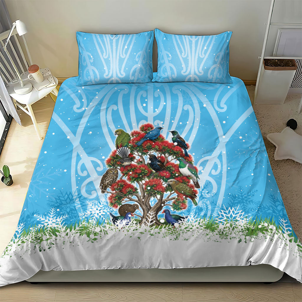 New Zealand Birds Christmas Bedding Set Pohutukawa Xmas Tree LT05 - Polynesian Pride