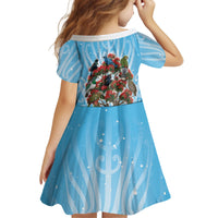 New Zealand Birds Christmas Kid Short Sleeve Dress Pohutukawa Xmas Tree LT05 - Polynesian Pride