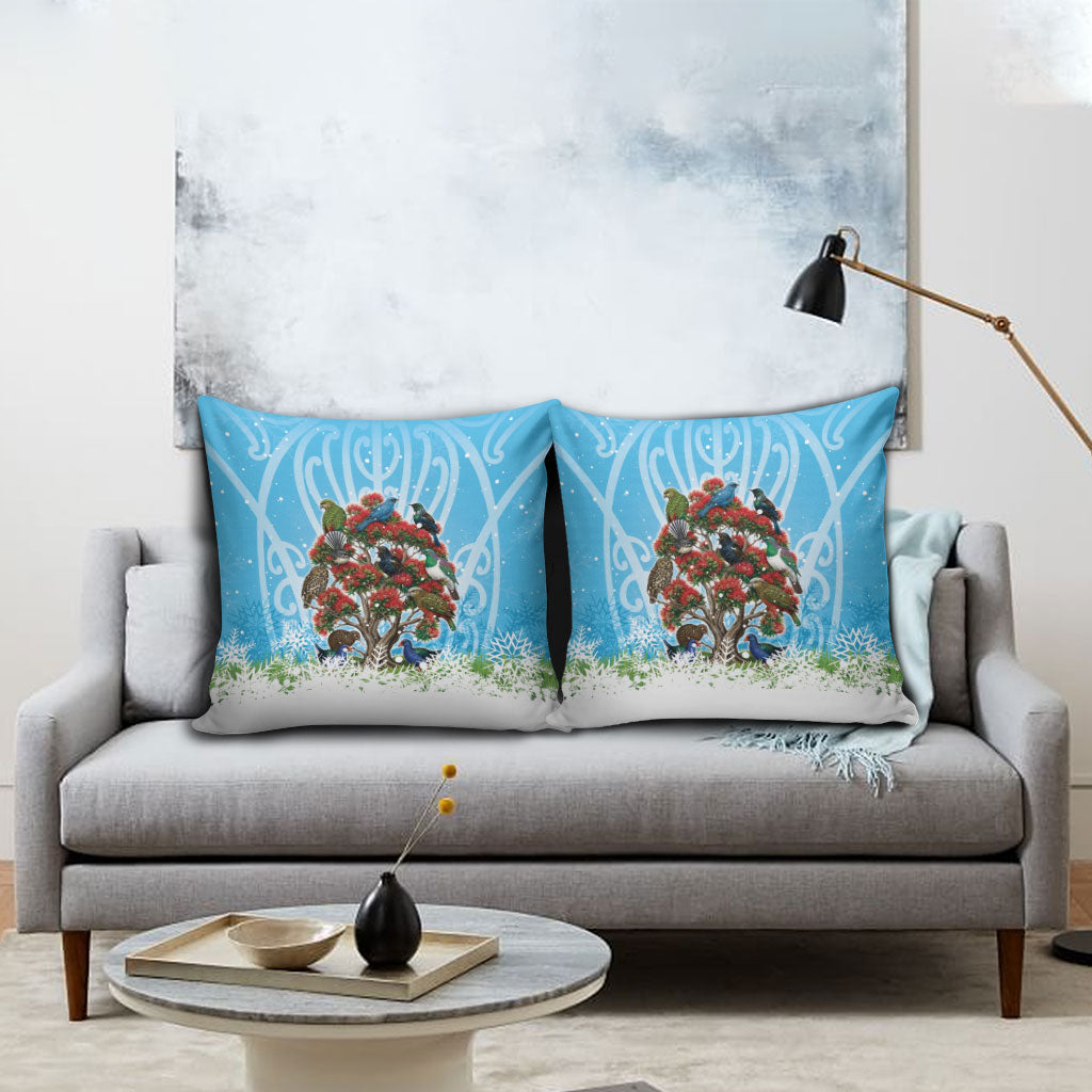 New Zealand Birds Christmas Pillow Cover Pohutukawa Xmas Tree LT05 - Polynesian Pride