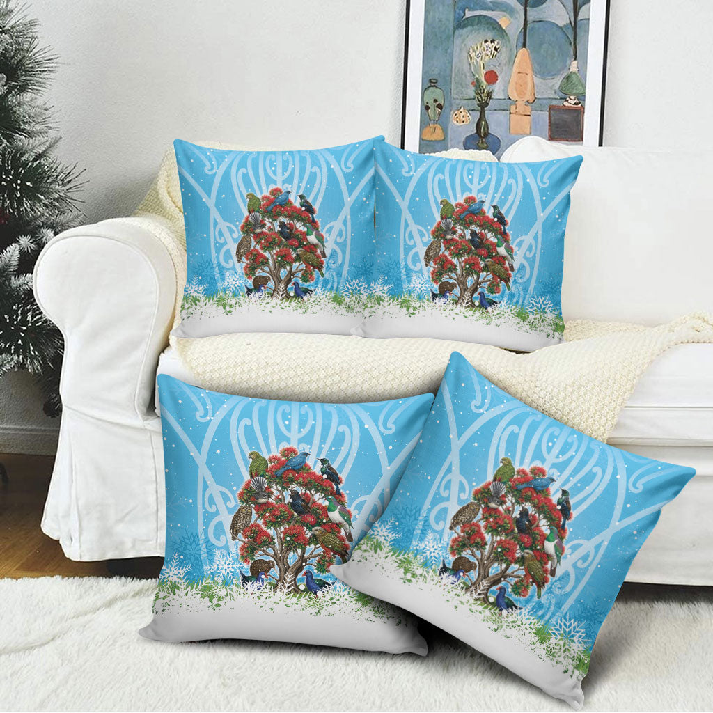 New Zealand Birds Christmas Pillow Cover Pohutukawa Xmas Tree LT05 - Polynesian Pride