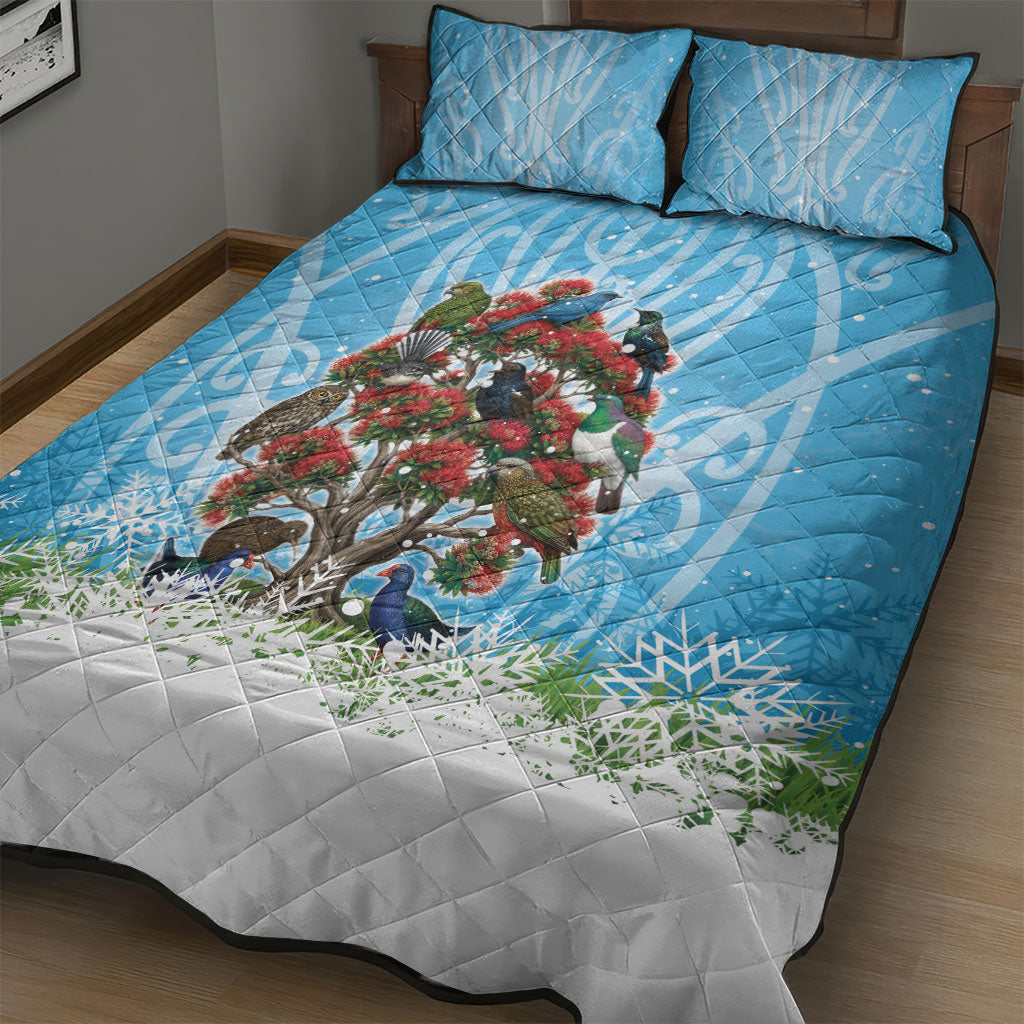 New Zealand Birds Christmas Quilt Bed Set Pohutukawa Xmas Tree LT05 - Polynesian Pride