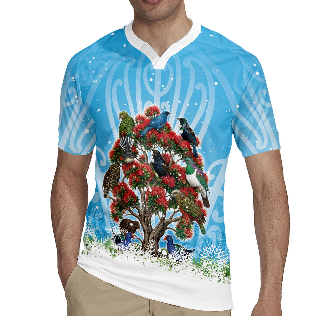 New Zealand Birds Christmas Rugby Jersey Pohutukawa Xmas Tree LT05 - Polynesian Pride