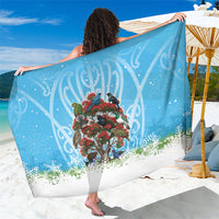 New Zealand Birds Christmas Sarong Pohutukawa Xmas Tree LT05 One Size 44 x 66 inches Blue - Polynesian Pride