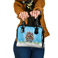 New Zealand Birds Christmas Shoulder Handbag Pohutukawa Xmas Tree LT05 One Size Blue - Polynesian Pride