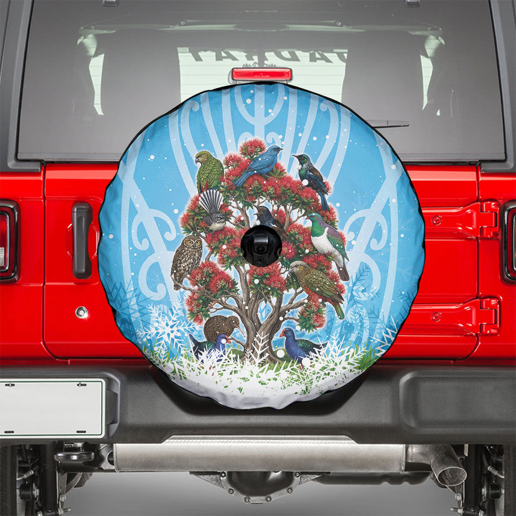 New Zealand Birds Christmas Spare Tire Cover Pohutukawa Xmas Tree LT05 - Polynesian Pride