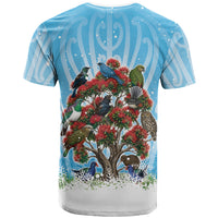 New Zealand Birds Christmas T Shirt Pohutukawa Xmas Tree LT05 - Polynesian Pride